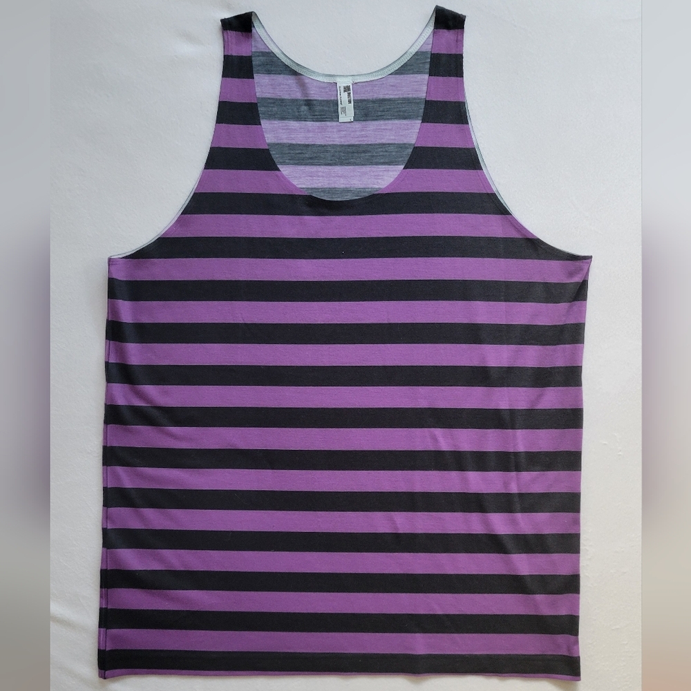 American Apparel Lavender and Charcoal Striped Tank